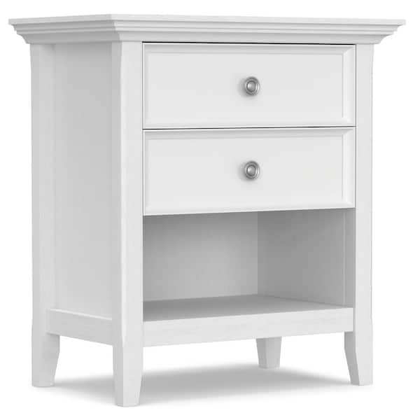Simpli Home Amherst Solid Wood 24 in. Wide Transitional Bedside Nightstand Table in White