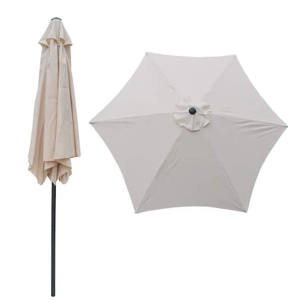 Afoxsos 9 ft. Steel Pole Market Table Umbrella Push Button Tilt in Tan Canopy (Umbrella Base is not Included)