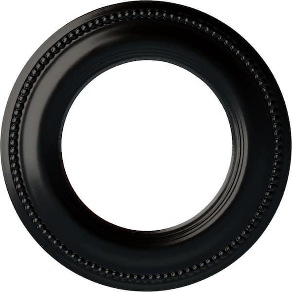 Ekena Millwork 3/4" x 13" x 13" Polyurethane Bradford Classic Ceiling Medallion, Hand-Painted Jet Black