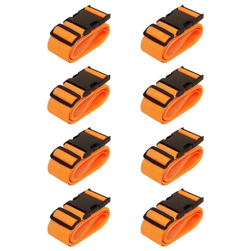 Numhew 8-Pack Orange Luggage Straps for Suitcases, 6 ft. x 2 in