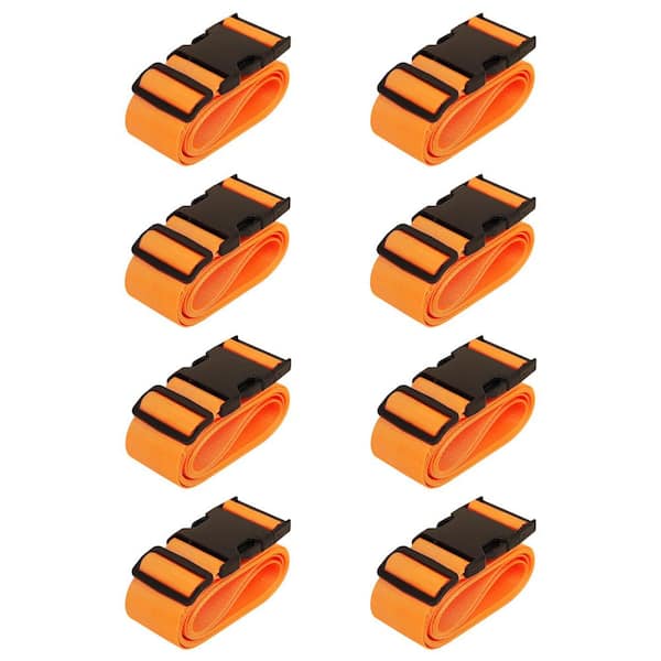 8-Pack Orange Luggage Straps for Suitcases, 6 ft. x 2 in. Travel Belt