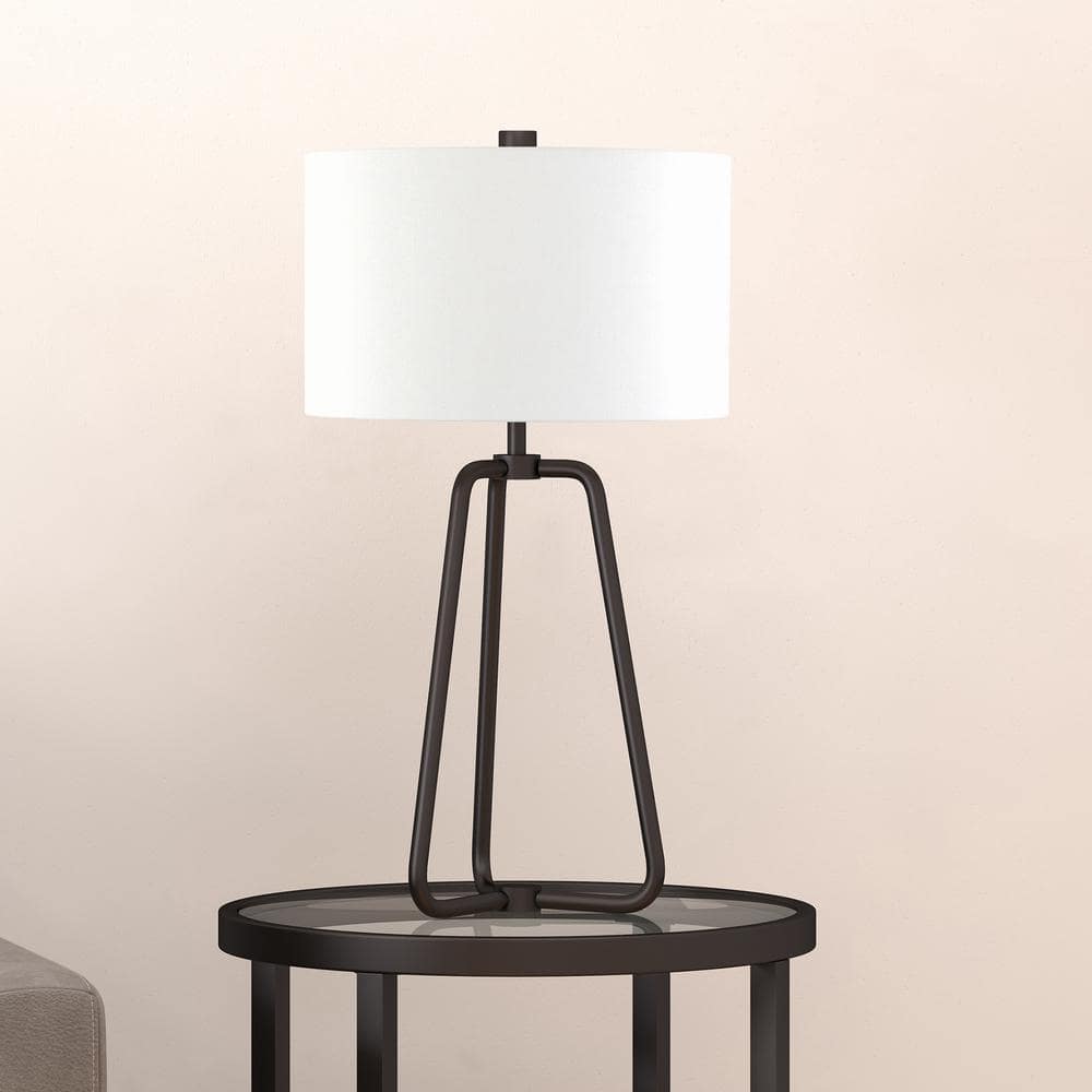Marduk 25.5" Blackened Bronze Table Lamp with Linen Shade