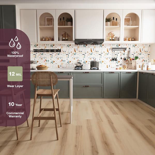 Hemlock Hickory 12 MIL x 7 in. W x 48 in. L Waterproof Click Lock Luxury Vinyl Flooring (23.8 sq. ft. / Case)