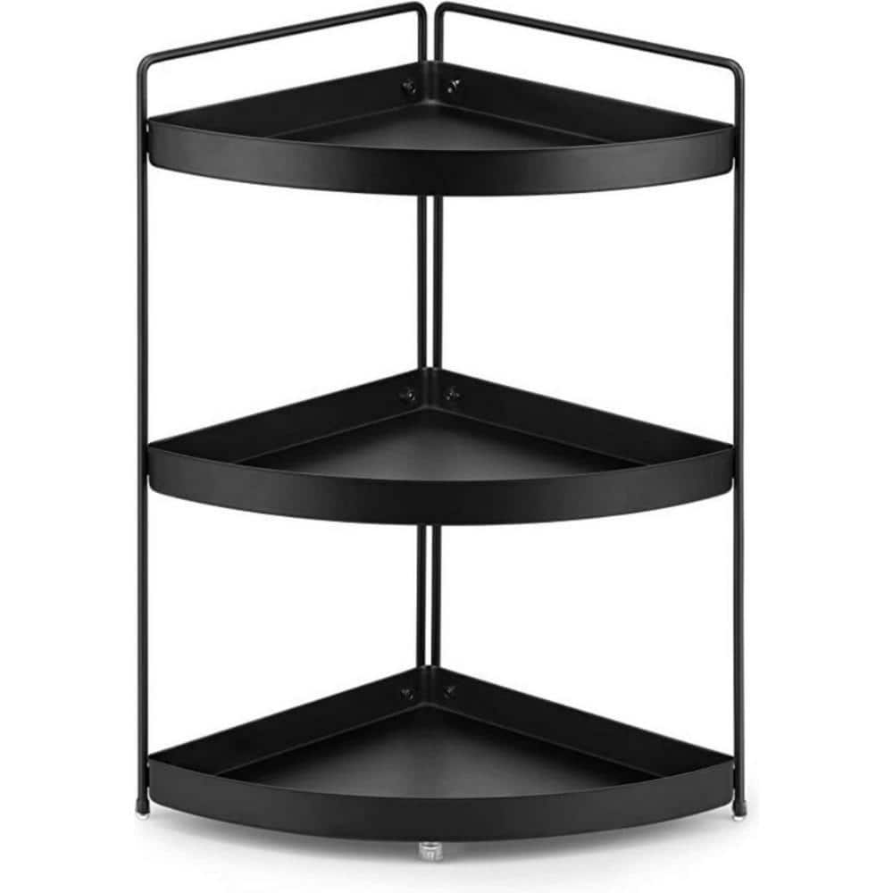 Homode [Newly Upgraded] Corner Shelf, 3 Tier Kitchen Counter Organizer, Storage Rack Shelves for Bathroom, Living Room, Wood and Metal Accent