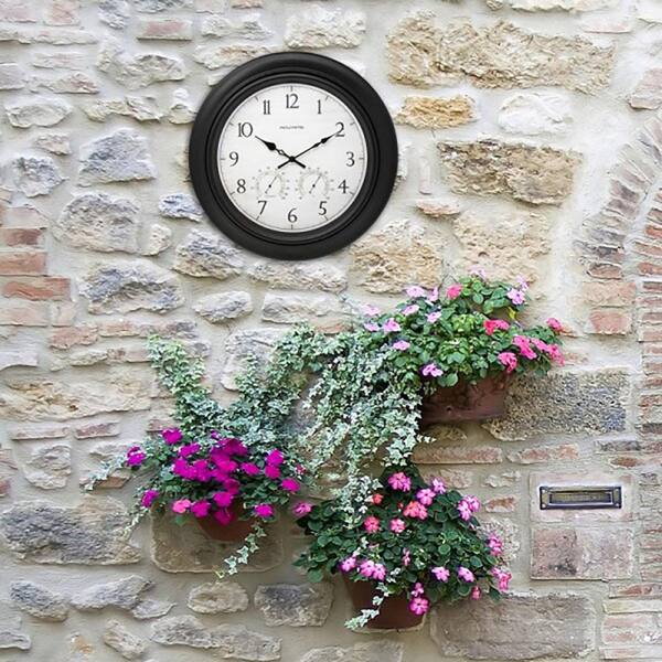 AcuRite 24in. Illuminated LED Large Outdoor Decorative Clock with  Thermometer and Hygrometer, Country Home Products