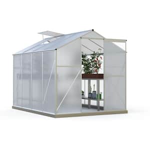 8 ft. x 6 ft. x 6.8 ft. Outdoor Metal Frame Greenhouse with Adjustable Roof Vent and Rain Gutter for Plants