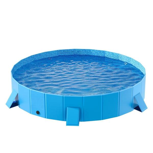87IN Foldable Hard Plastic Kiddie Pool with Stable Side Support, Collapsible Portable Swimming Pool for Pets & Kids
