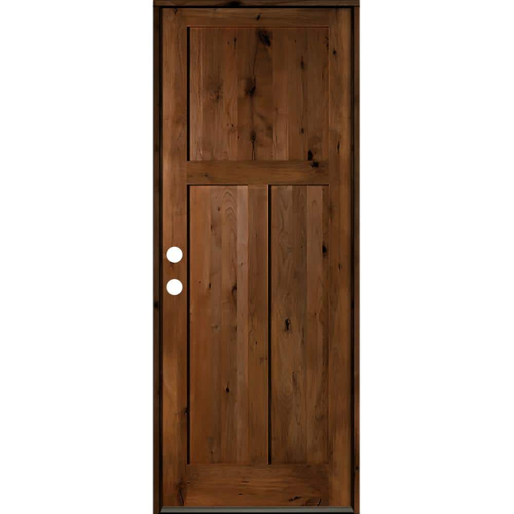 Krosswood Doors 36 In. X 96 In. Rustic Knotty Alder 3-panel Right-hand 