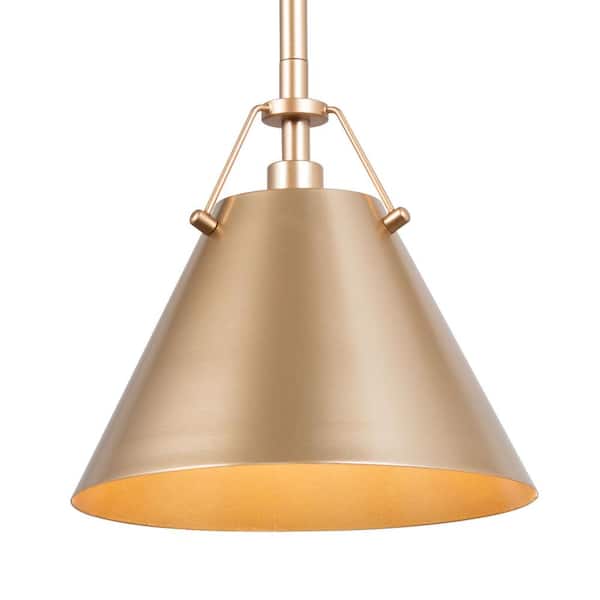 Uolfin 8 in. 1-Light Modern Antique Gold Pendant Light with Metal Shade
