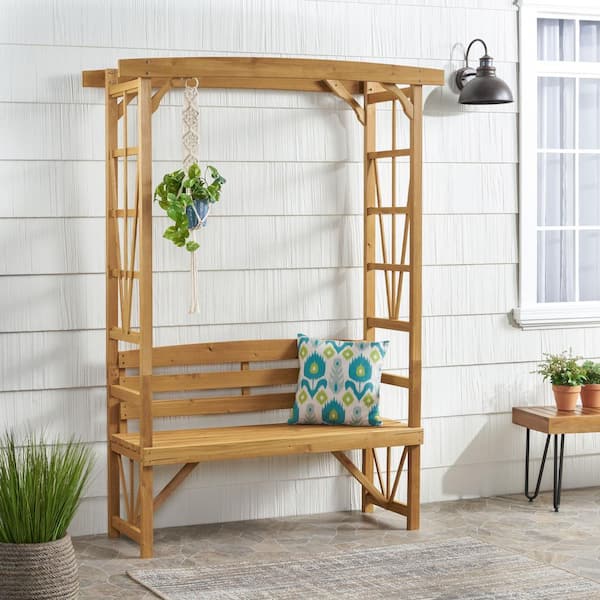 Noble House Lyanna Traditional Firwood Arbor Bench in Teak