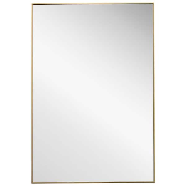 Benjara 1.22 in. W x 31 in. H Wooden Frame Gold Wall Mirror BM239304 ...