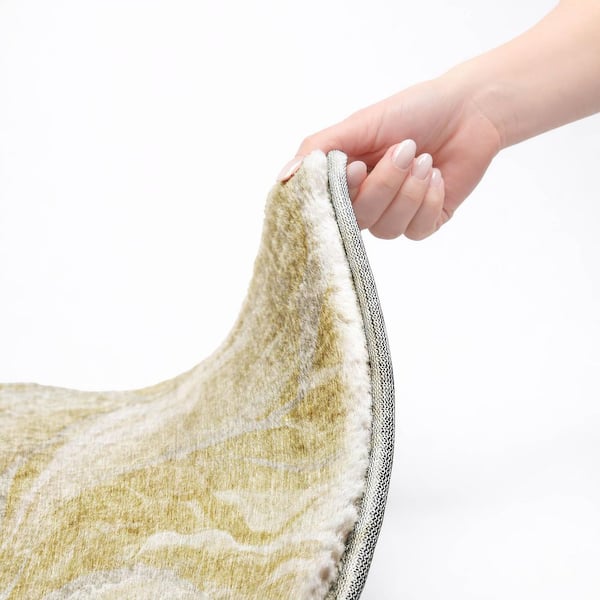 Dream Shag Premium Machine Washable Abstract ADS720 Gold 2 ft. x 7 ft. Runner Rug