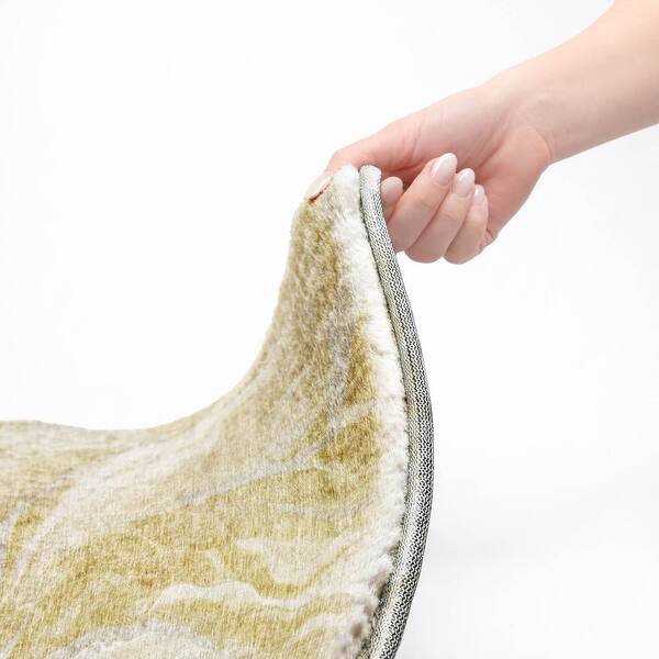 Dream Shag Premium Machine Washable Abstract ADS720 Gold 3 ft. x 5 ft. Area Rug