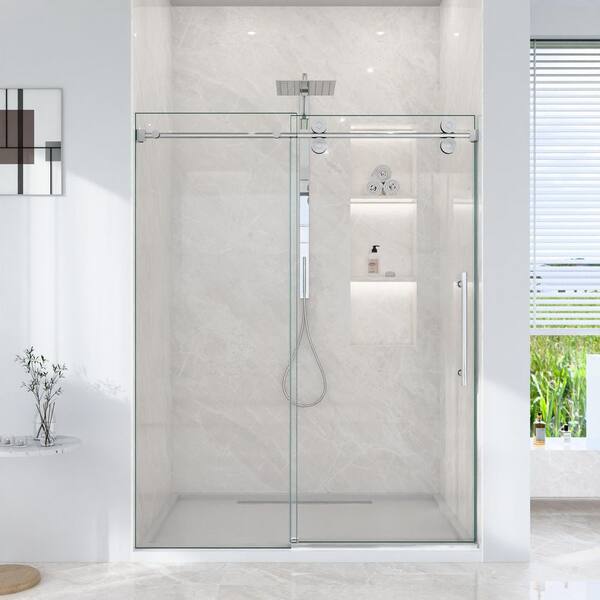 SHAAMA Valora 60 in. W x 72 in. H Single Sliding Frameless Shower