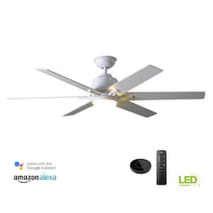 Kensgrove 54 in. Integrated LED Indoor White Ceiling Fan with Light Kit works with Google Assistant and Alexa