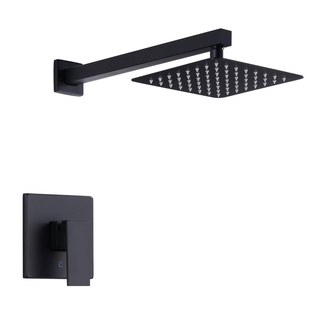 Square 2-Spray Patterns with 1.6 GPM 8 in. Wall Mount Rain Fixed Shower Head in Matte Black price history on PriceWatchPro
