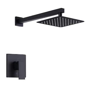 Square 2-Spray Patterns with 1.6 GPM 8 in. Wall Mount Rain Fixed Shower Head in Matte Black