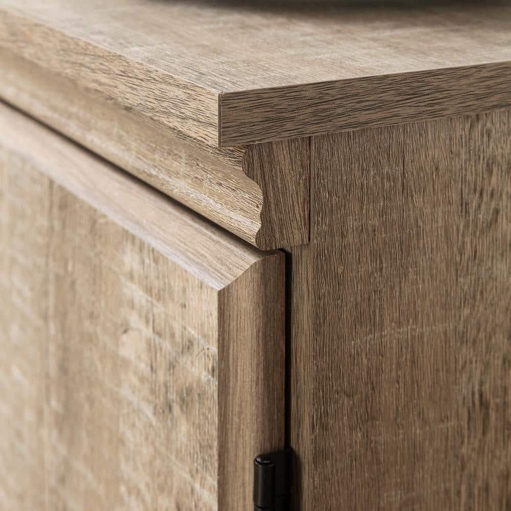 Weathered Oak 4-Door Office Storage Cabinet with Adjustable Shelving