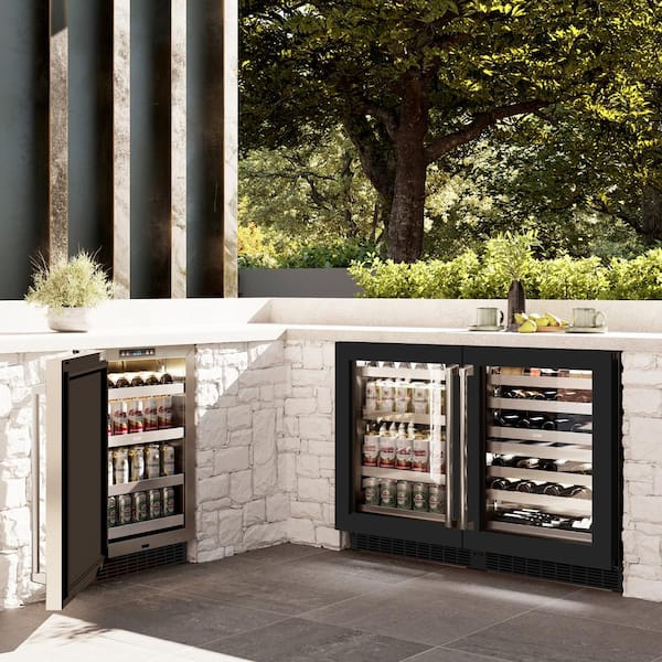 Touchstone 24 in. Dual-Zone 44-Bottle Beverage and Wine Cooler with Glass Door in Matte Black