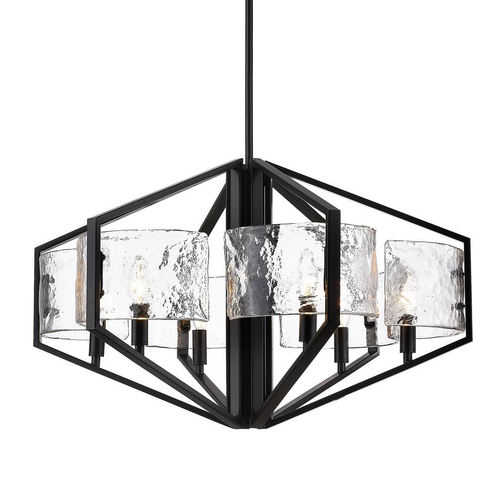 Golden Lighting Varsha 27.4 in. 6-Light Matte Black Geometric