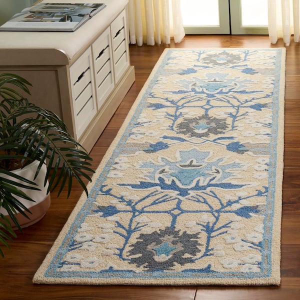 Earthly Treasures 2 ft. x 8 ft. Blue/Beige Persian Runner Rug