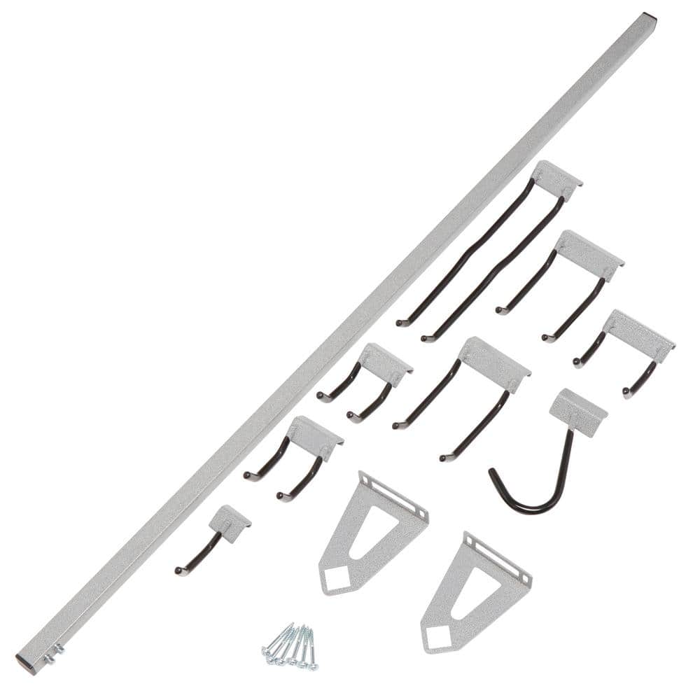 Large Gray Powder-Coated Steel Yard Tool Rack