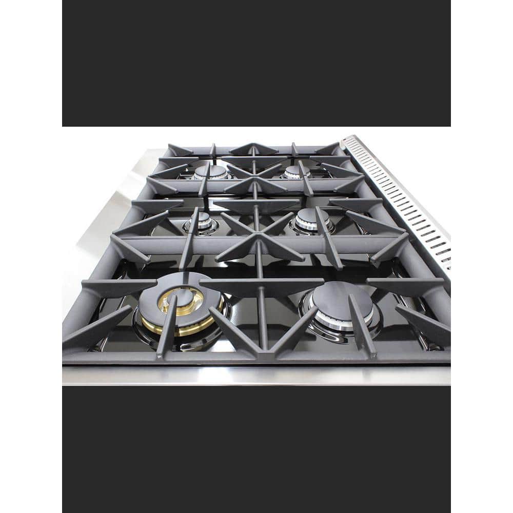 36-Inch Stainless Steel Gas Range with Convection Oven and 6 Burners