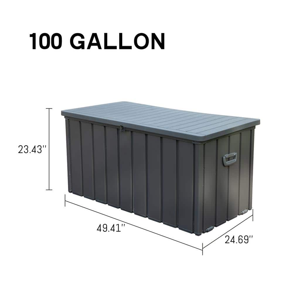 100 Gallon Dark Gray Lockable Plastic Deck Box