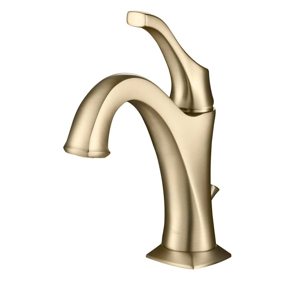 Arlo Brushed Gold Single Handle Bathroom Faucet with Lift Rod Drain