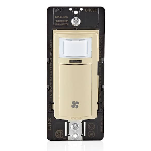 Decora In-Wall Humidity Sensor and Fan Control Switch, 1/4 HP, Residential Grade, Single Pole, Ivory DHS05-1LI