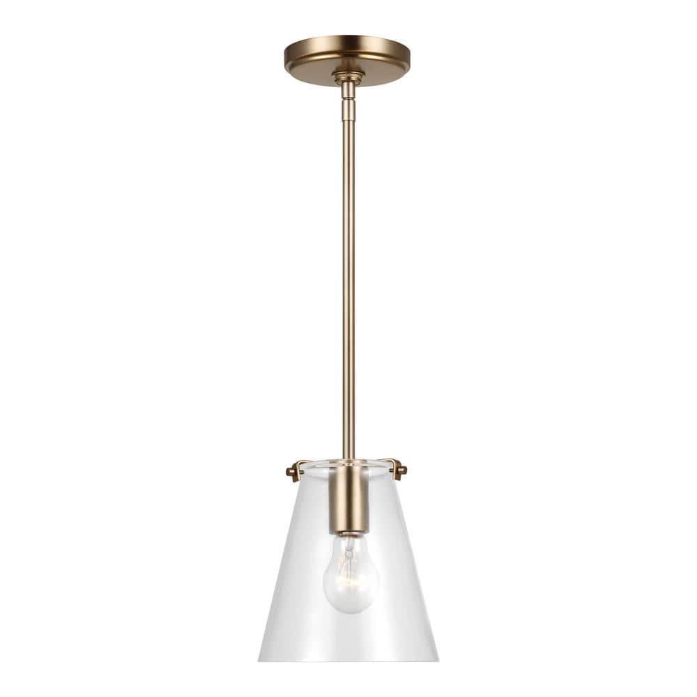 Silio - 1 light brushed brass and opal pendant