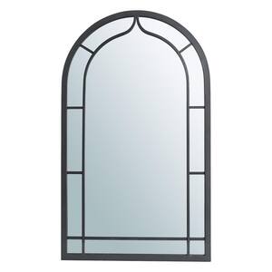 33.07 in. H x 19.69 in. W Modern Medium Arch Framed Black Iron Gothic Glass Mirror