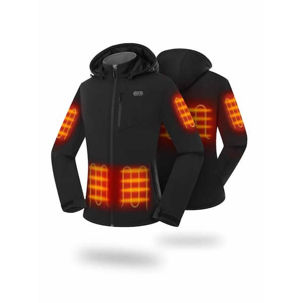 ORORO Women's Small Black 7.38-Volt Lithium-Ion Dual Control Heated Jacket with One 4.8Ah Battery