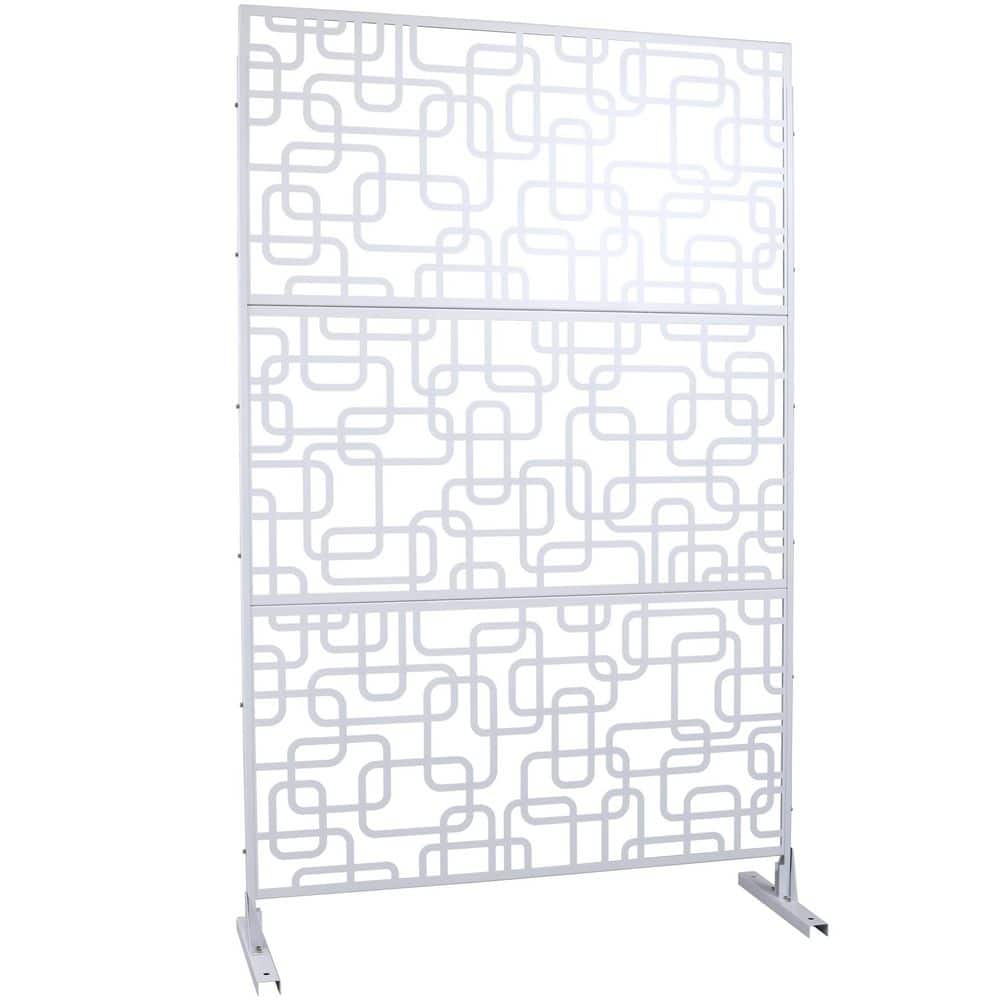 4 ft. x 6.33 ft. White Outdoor and Indoor Freestanding Metal Privacy Screen Fence Panels for Outside Lawn Garden price history on PriceWatchPro