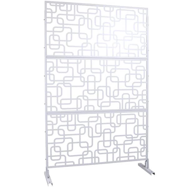 4 ft. x 6.33 ft. White Outdoor and Indoor Freestanding Metal Privacy Screen Fence Panels for Outside Lawn Garden