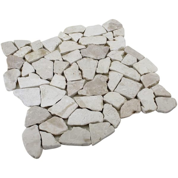 White Stone Mosaic Pebble Floor, Stone Pebble Mosaic Floor Tile
