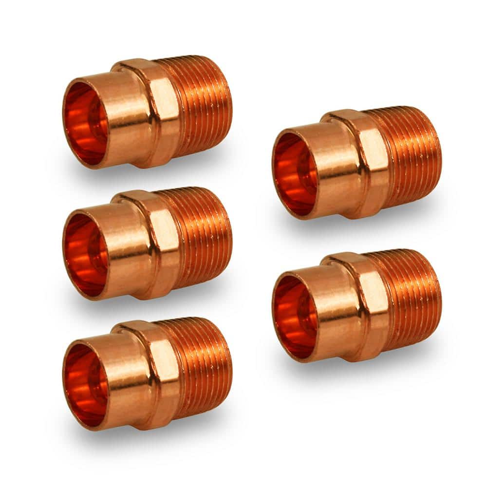 1 1/2" Copper Male Adapter Sweat Solder Joint C x MIP Bag of 5 
