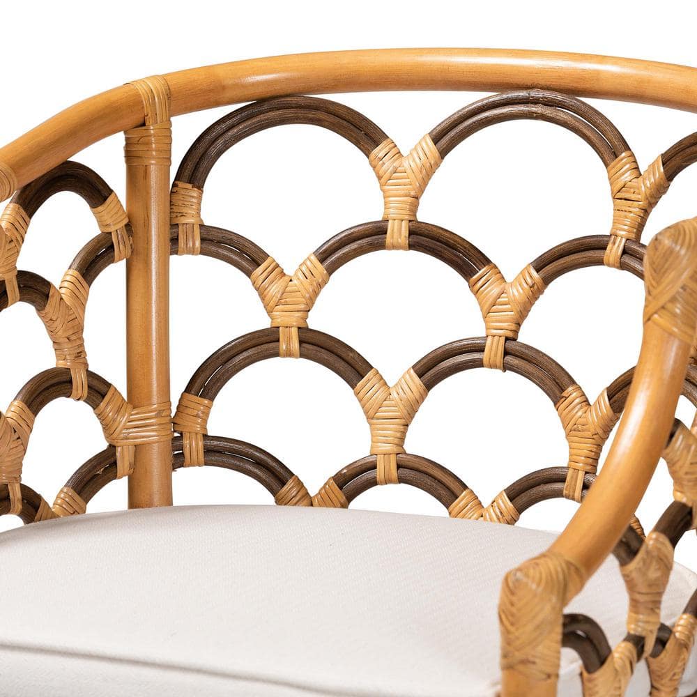 Veneto Light Honey and Dark Brown Rattan Bar Stool