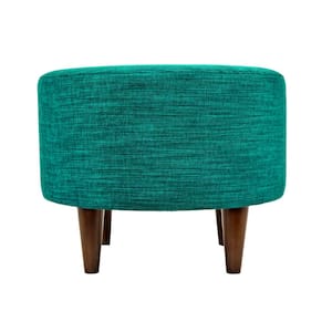 Sophia Lucky Turquoise Round Upholstered Ottoman