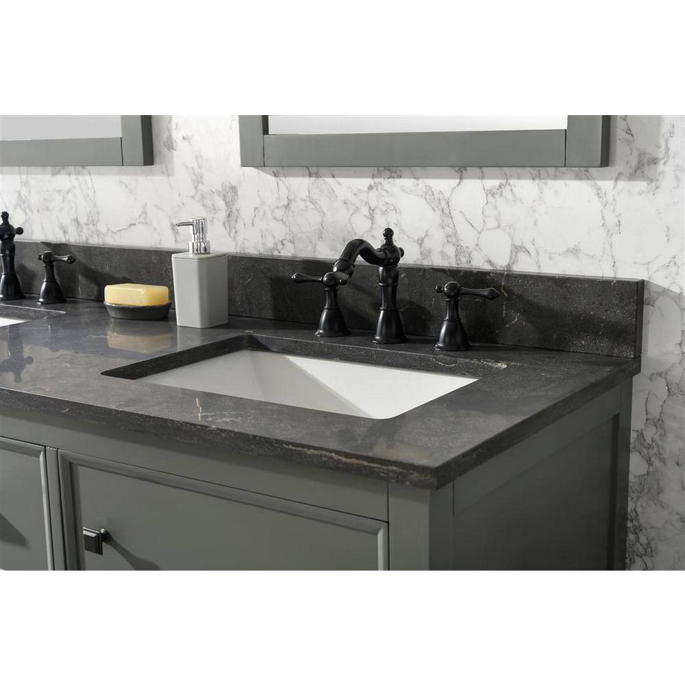 60" Pewter Green Double Sink Vanity with Marble Top
