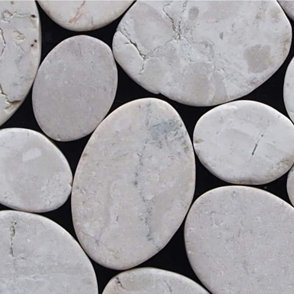 Pebble Marble Mosaic Tile Sample Color Off-White 4 in. x 6 in. price history on PriceWatchPro