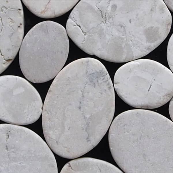 Pebble Marble Mosaic Tile Sample Color Off-White 4 in. x 6 in.