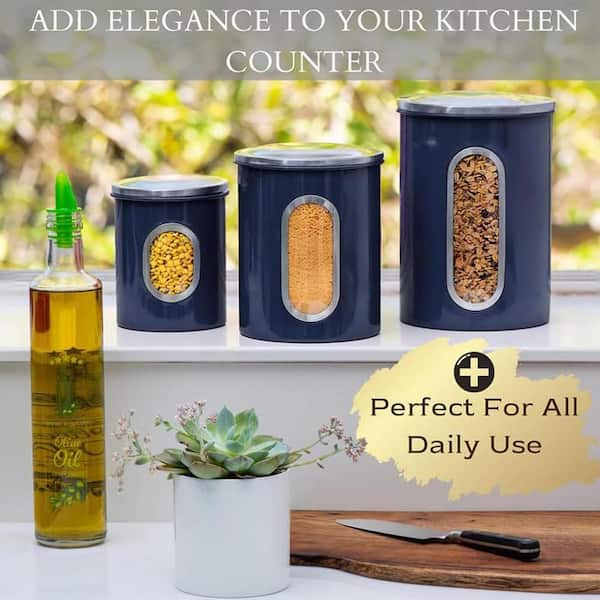 Anqtovp Set of 3 Plastic Canisters with See Through Window
