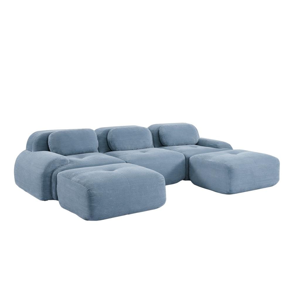 U-shaped Modular Sofa 32D High-Resilience Sponge Curved Armrest 4-piece Corduroy Sectional Sofa with Non-Slip Base price history on PriceWatchPro