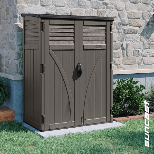 4 ft. 5 in. W x 2 ft. 7.5 in. D x 6 ft. H Large Plastic Resin Vertical Outdoor Storage Cabinet Shed in Stoney (Gray)