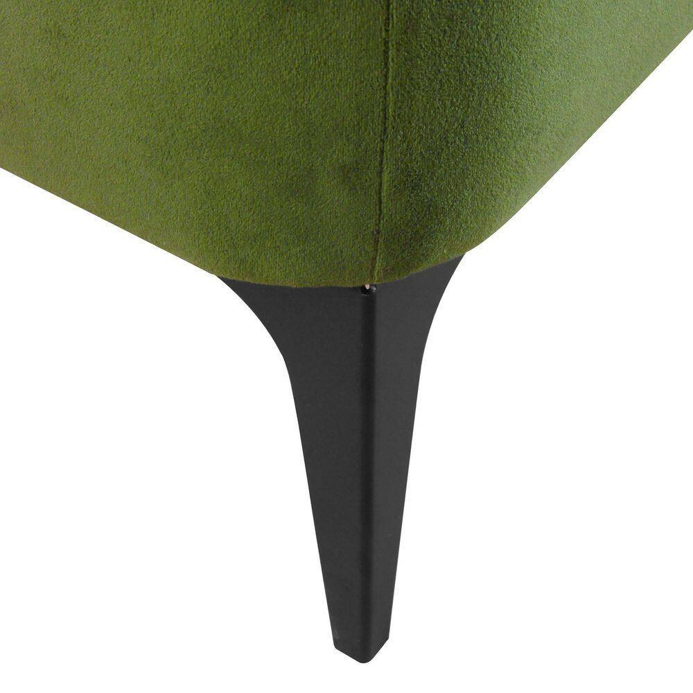 Modern Glamorous Green Velvet Storage Bench with Matte Black Legs