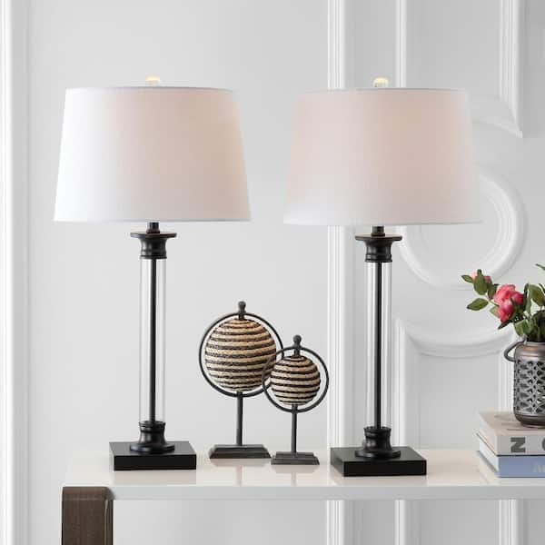 Metal Table Lamp Set, Clear Glass Side Table Lamps