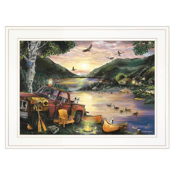 HomeRoots Charlie Lakefront Camping I 1-Piece Framed Wall Art 15 in. x 19 in.