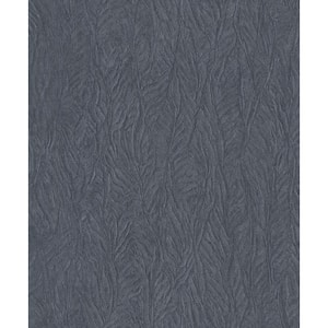 Ambiance Navy Metallic Textured Leaf Emboss Vinyl Non-Pasted Wallpaper (Covers 57.75 sq.ft.)