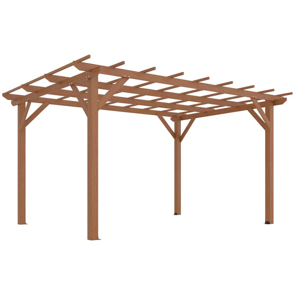 10 ft. x 13 ft. Outdoor Pergola, Wood Gazebo Grape Trellis with Stable Stru
